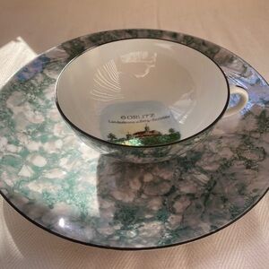 Görlitz Decorative Porcelain Cup & Saucer - Green Marble Pattern